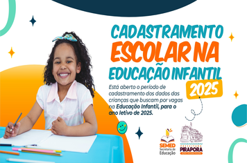 Aberto o período para o Cadastramento Escolar na Educação Infantil de Pirapora